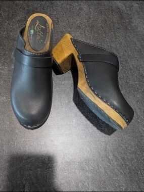 Lotta From Stockholm Black Leather Platform Clogs Sz 40